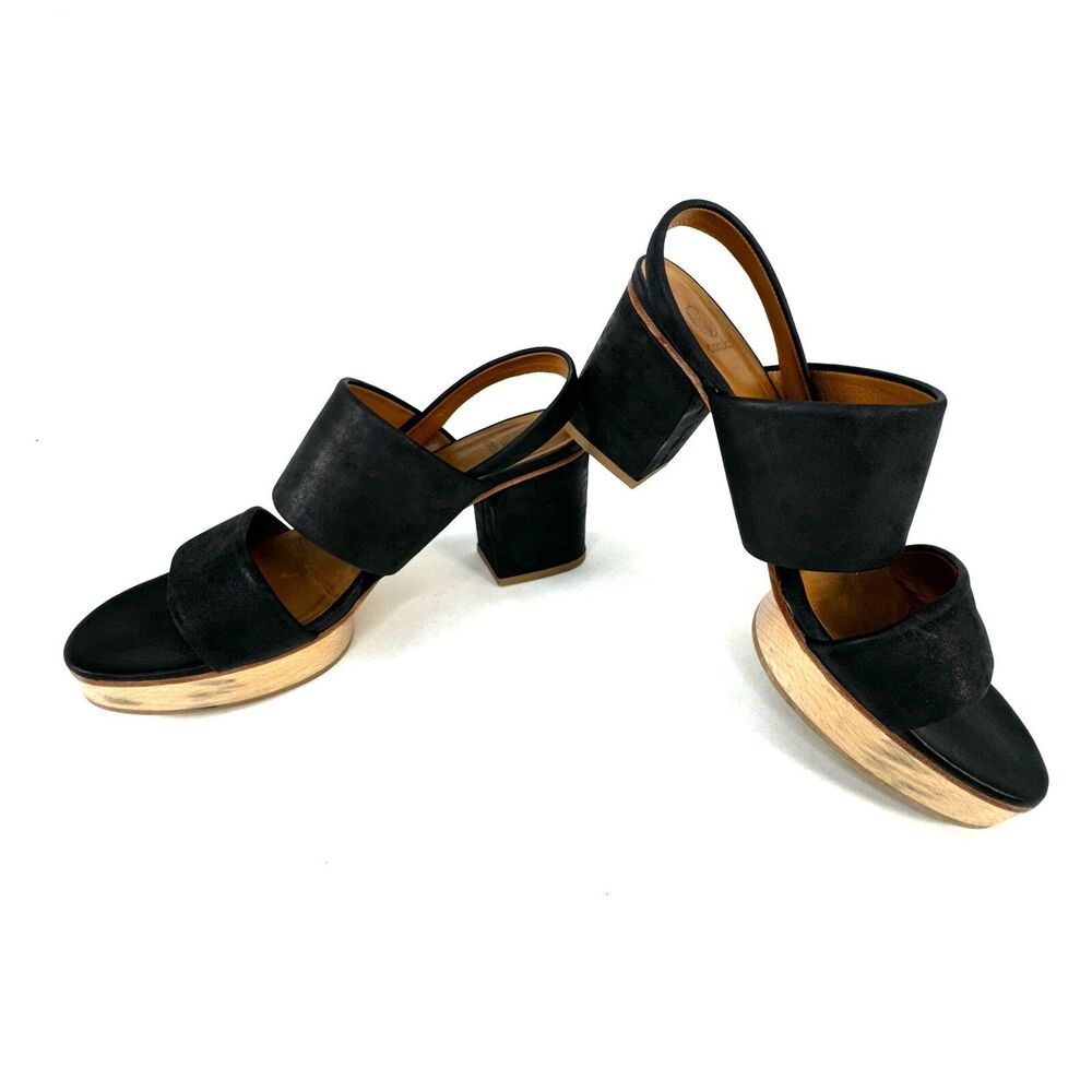 Coclico Women's Strap Leather Open Toe Shoes Platform Heel Size 39.5 US 8.5